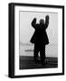 Man Holding Onto Fence at Mental Hospital as He Gazes at Boat on a River-Alfred Eisenstaedt-Framed Photographic Print