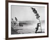 Man Holding onto Tree during Hurricane Carol-Stanley Hall-Framed Photographic Print