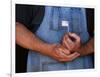 Man Holding Small American Flag-Bob Rowan-Framed Photographic Print