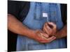 Man Holding Small American Flag-Bob Rowan-Mounted Photographic Print