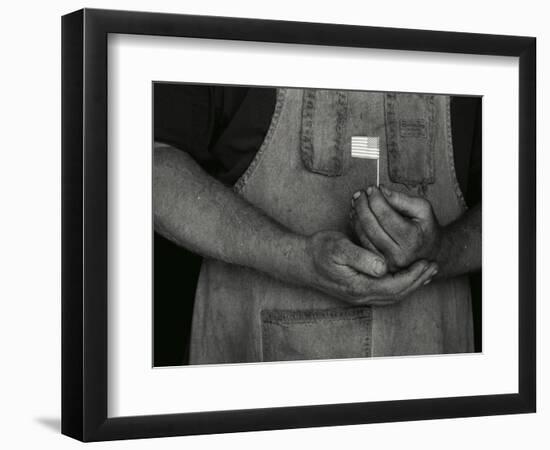 Man Holding Small American Flag-Bob Rowan-Framed Photographic Print