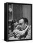 Man Hugging His Daughter-Nat Farbman-Framed Stretched Canvas