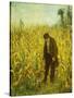 Man in a Cornfield-Eastman Johnson-Stretched Canvas