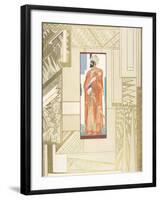 Man in a Turban, with Modern Design Surround, 1927 (Coloured Engraving)-Francois-Louis Schmied-Framed Giclee Print