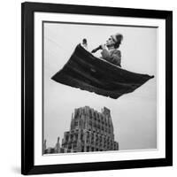 Man in Arabic Dress, Smoking a Water Cooled Pipe, is Comfortably Sitting on a Magic Carpet-Andreas Feininger-Framed Photographic Print