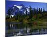 Man in Canoe, Picture Lake, WA-David Carriere-Mounted Photographic Print