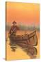 Man in Canoe with Dead Deer-null-Stretched Canvas