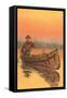 Man in Canoe with Dead Deer-null-Framed Stretched Canvas