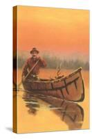 Man in Canoe with Dead Deer-null-Stretched Canvas