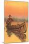 Man in Canoe with Dead Deer-null-Mounted Art Print