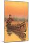 Man in Canoe with Dead Deer-null-Mounted Art Print