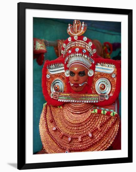 Man in Costume Representing a God at the Teyyam Ceremony, Near Kannur, Kerala, India, Asia-Tuul-Framed Photographic Print