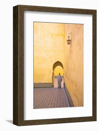 Man in Courtyard, Interior of Mausoleum of Moulay Ismail, Meknes, Morocco, North Africa-Neil Farrin-Framed Photographic Print