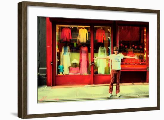 Man in Front of a Clothing Shop, New York City.-Sabine Jacobs-Framed Photographic Print