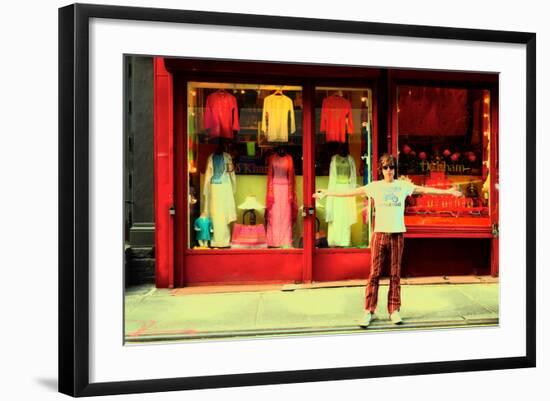 Man in Front of a Clothing Shop, New York City.-Sabine Jacobs-Framed Photographic Print