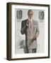 Man in Gray Suit Illustration-null-Framed Art Print