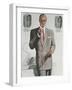 Man in Gray Suit Illustration-null-Framed Art Print