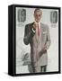 Man in Gray Suit Illustration-null-Framed Stretched Canvas