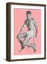 Man in Jockey Shorts on Stool with Pink Background-null-Framed Premium Giclee Print