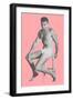 Man in Jockey Shorts on Stool with Pink Background-null-Framed Premium Giclee Print