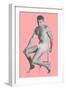 Man in Jockey Shorts on Stool with Pink Background-null-Framed Premium Giclee Print