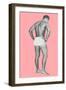 Man in Jockey Shorts with Pink Background-null-Framed Art Print