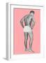 Man in Jockey Shorts with Pink Background-null-Framed Art Print