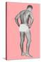 Man in Jockey Shorts with Pink Background-null-Stretched Canvas