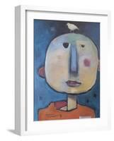 Man in Orange Shirt with Bird-Tim Nyberg-Framed Giclee Print