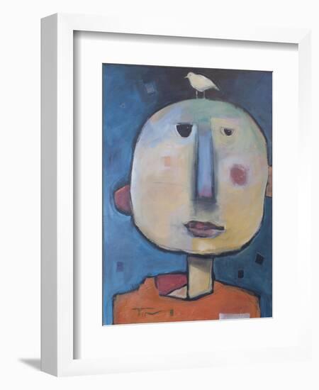 Man in Orange Shirt with Bird-Tim Nyberg-Framed Giclee Print