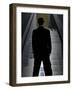 Man in Suit and Bowler Hat Standing in Front of Skyscraper-null-Framed Photographic Print