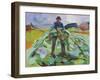 Man in the Cabbage Field, 1916 (Oil on Canvas)-Edvard Munch-Framed Giclee Print