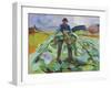 Man in the Cabbage Field, 1916 (Oil on Canvas)-Edvard Munch-Framed Giclee Print