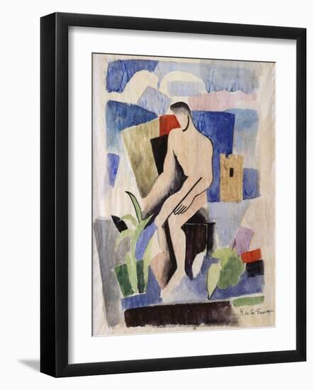 Man in the Country, Study for Paludes; Homme Dans Un Paysage, Etude Pour Paludes, c.1920-Roger de La Fresnaye-Framed Giclee Print