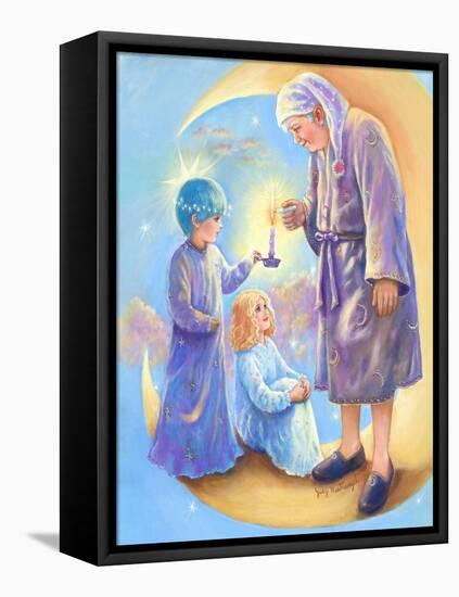 Man in the Moon Lighting Candle-Judy Mastrangelo-Framed Stretched Canvas