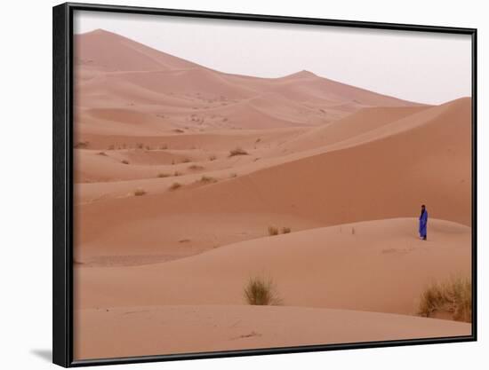 Man in Traditional Dress on Erg Chebbi Sand Dunes, Morocco-Merrill Images-Framed Photographic Print