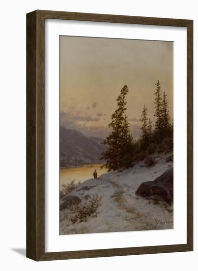 Man in winter landscape-Erik Theodor Werenskiold-Framed Giclee Print