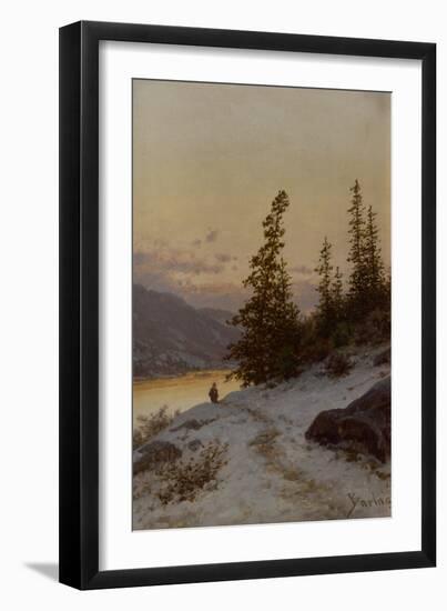 Man in winter landscape-Erik Theodor Werenskiold-Framed Giclee Print