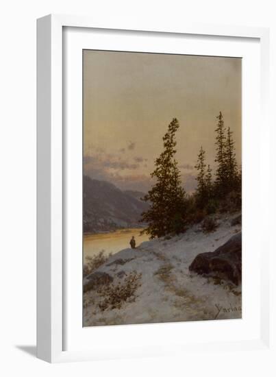 Man in winter landscape-Erik Theodor Werenskiold-Framed Giclee Print