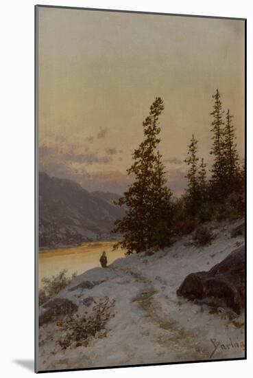 Man in winter landscape-Erik Theodor Werenskiold-Mounted Giclee Print