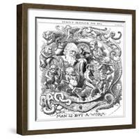 Man Is But a Worm, Cartoon from Punch Showing Evolution from Worm to Man, 1881-null-Framed Giclee Print