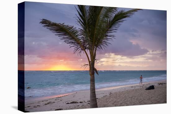 Man Jogging at Sunrise, Bavaro, Higuey, Punta Cana, Dominican Republic-Lisa S. Engelbrecht-Stretched Canvas