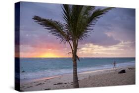 Man Jogging at Sunrise, Bavaro, Higuey, Punta Cana, Dominican Republic-Lisa S. Engelbrecht-Stretched Canvas