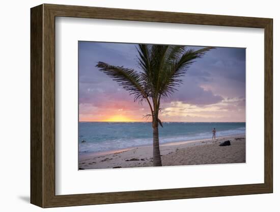 Man Jogging at Sunrise, Bavaro, Higuey, Punta Cana, Dominican Republic-Lisa S. Engelbrecht-Framed Photographic Print