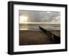 Man Jogs by the Beach Towards the Wall Dividing Mexico and the U.S. in Tijuana, Mexico-null-Framed Photographic Print