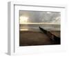 Man Jogs by the Beach Towards the Wall Dividing Mexico and the U.S. in Tijuana, Mexico-null-Framed Photographic Print