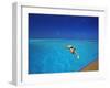 Man Jumping into Tropical Sea from Deck, Maldives, Indian Ocean-Papadopoulos Sakis-Framed Photographic Print