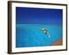 Man Jumping into Tropical Sea from Deck, Maldives, Indian Ocean-Papadopoulos Sakis-Framed Photographic Print