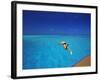 Man Jumping into Tropical Sea from Deck, Maldives, Indian Ocean-Papadopoulos Sakis-Framed Photographic Print