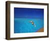 Man Jumping into Tropical Sea from Deck, Maldives, Indian Ocean-Papadopoulos Sakis-Framed Photographic Print